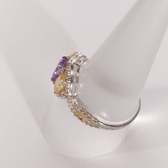 Bolivian Amethyst and Brazilian Citrine in Sterling Silver Size 9 - Picture 10 of 13